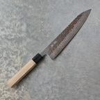 10A Damascus Tsuchime Gyuto 210mm Black Pakkawood & Magnolia Handle