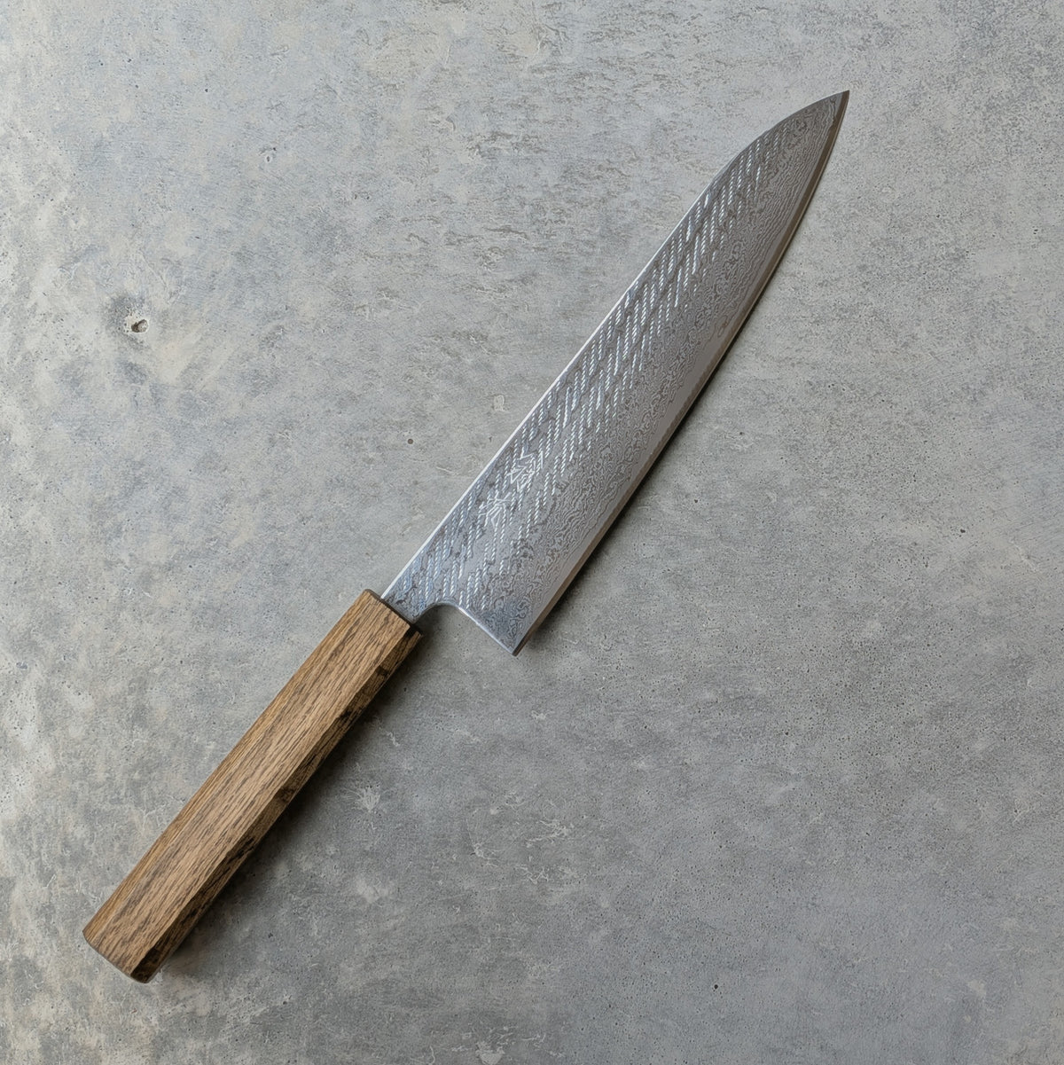 Ginsan Damascus Nawame Gyuto 210mm Black Oak