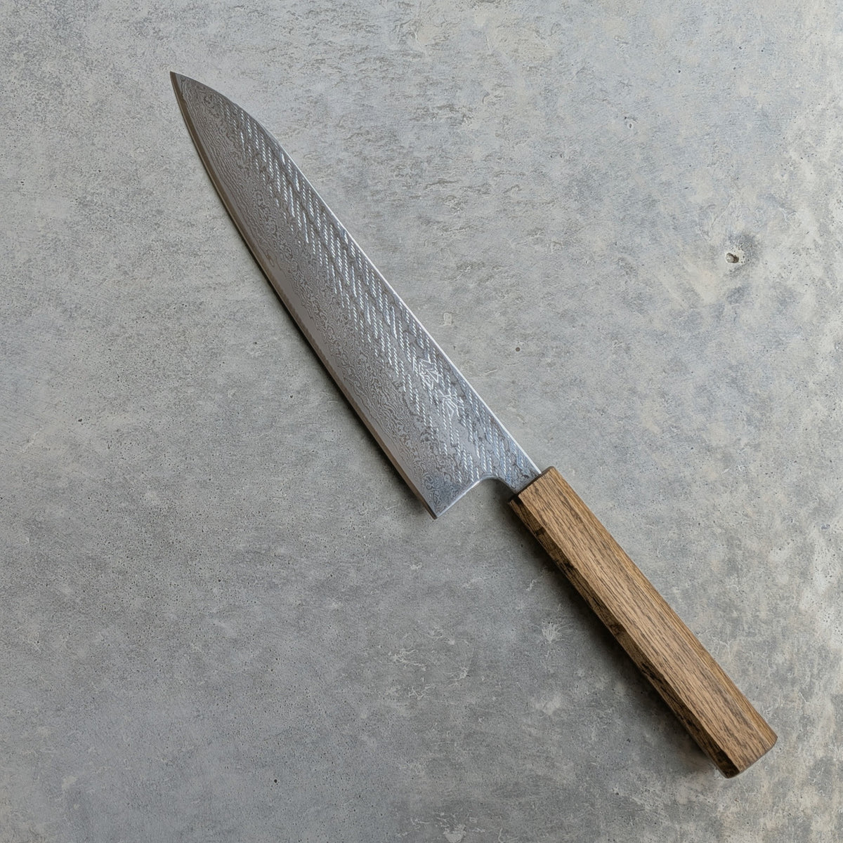 Ginsan Damascus Nawame Gyuto 210mm Black Oak