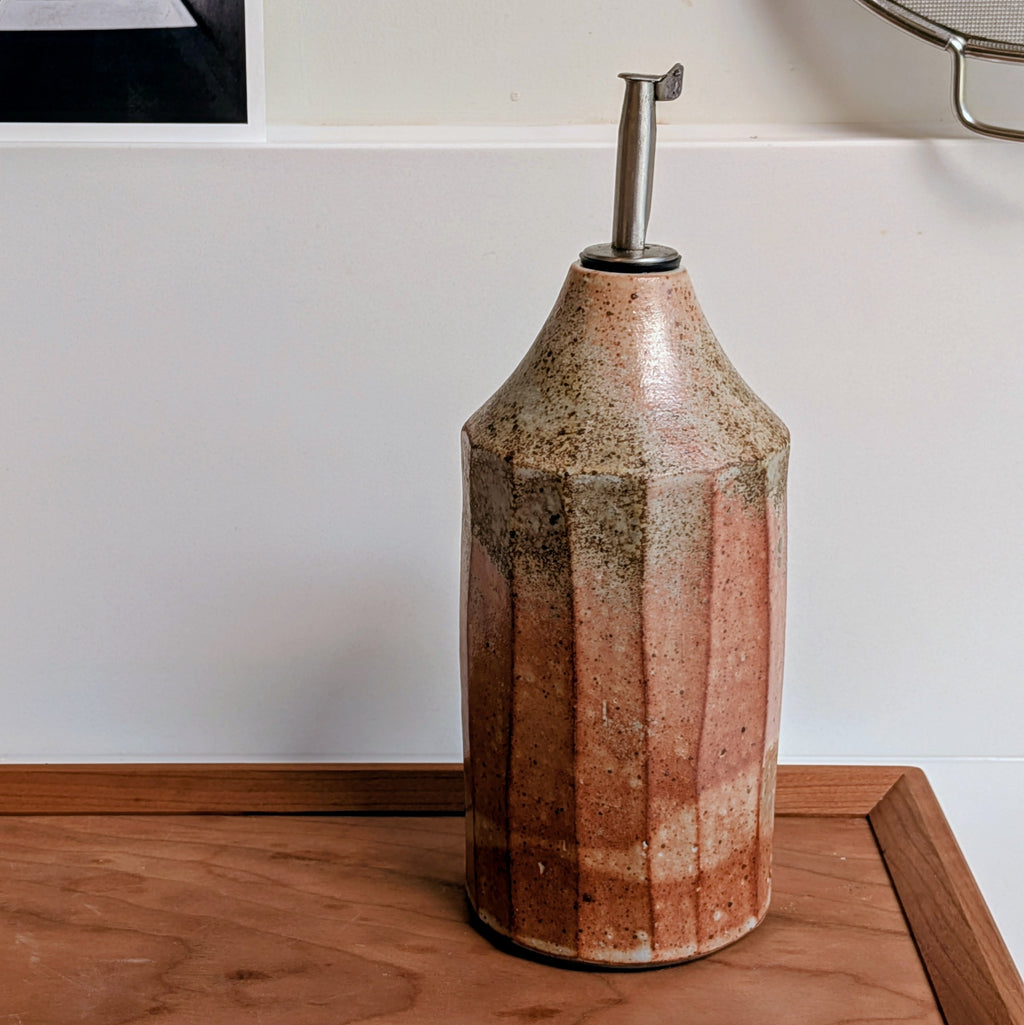 Shino + Wood Ash Ceramic Oil Bottle