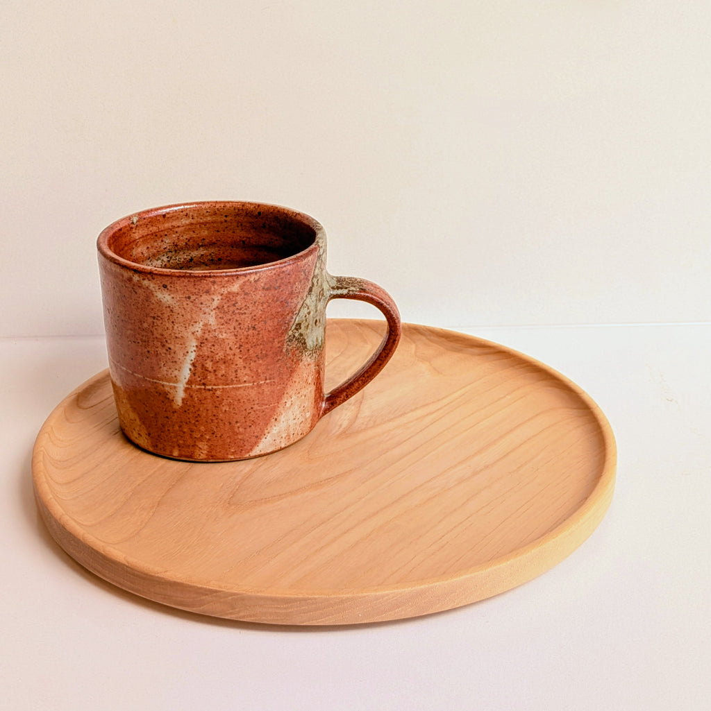 Ash & Shino Glaze Carved Everyday Cup by Scree Ceramics
