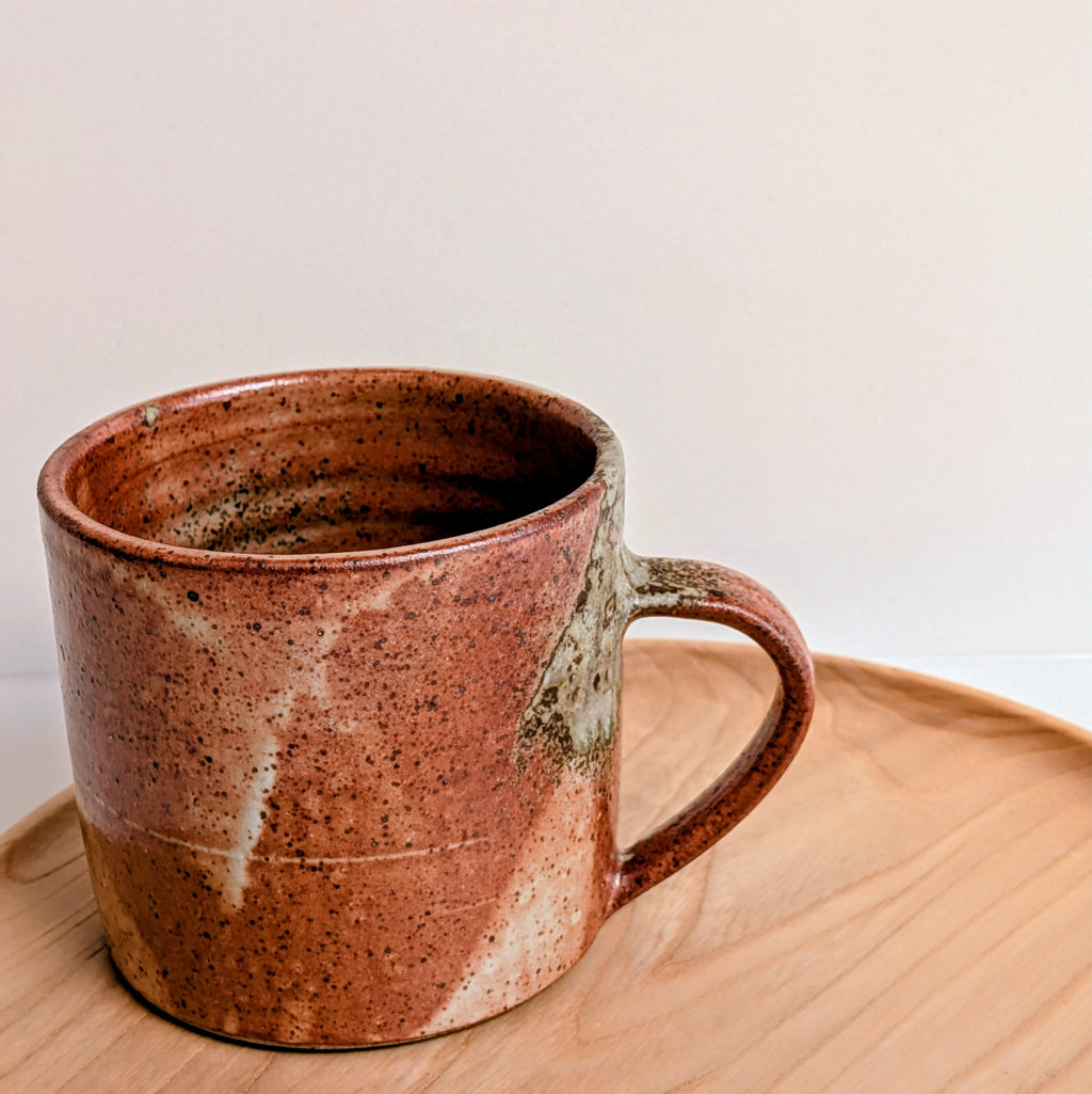 Ash & Shino Glaze Carved Everyday Cup by Scree Ceramics