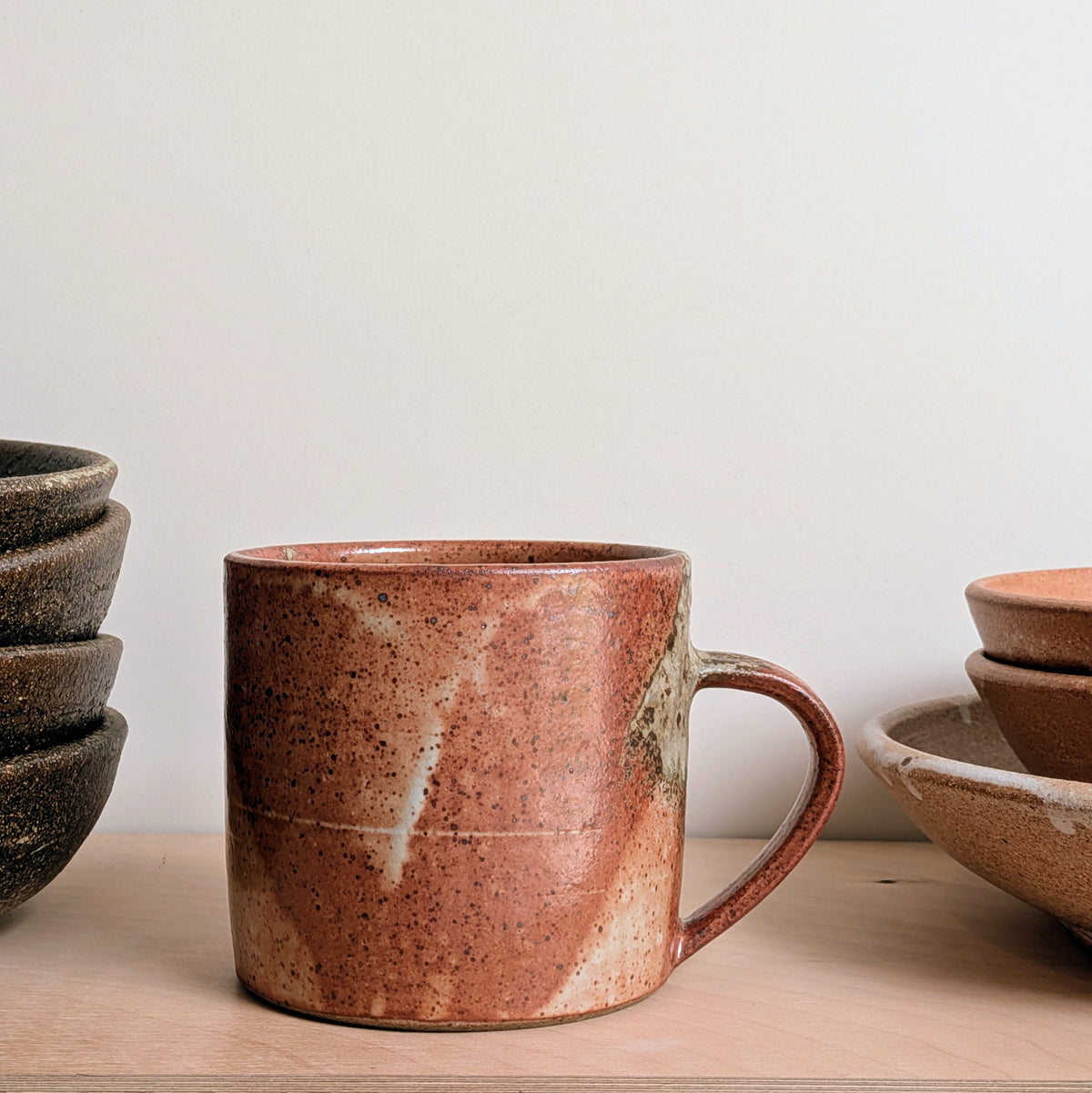 Ash & Shino Glaze Carved Everyday Cup by Scree Ceramics